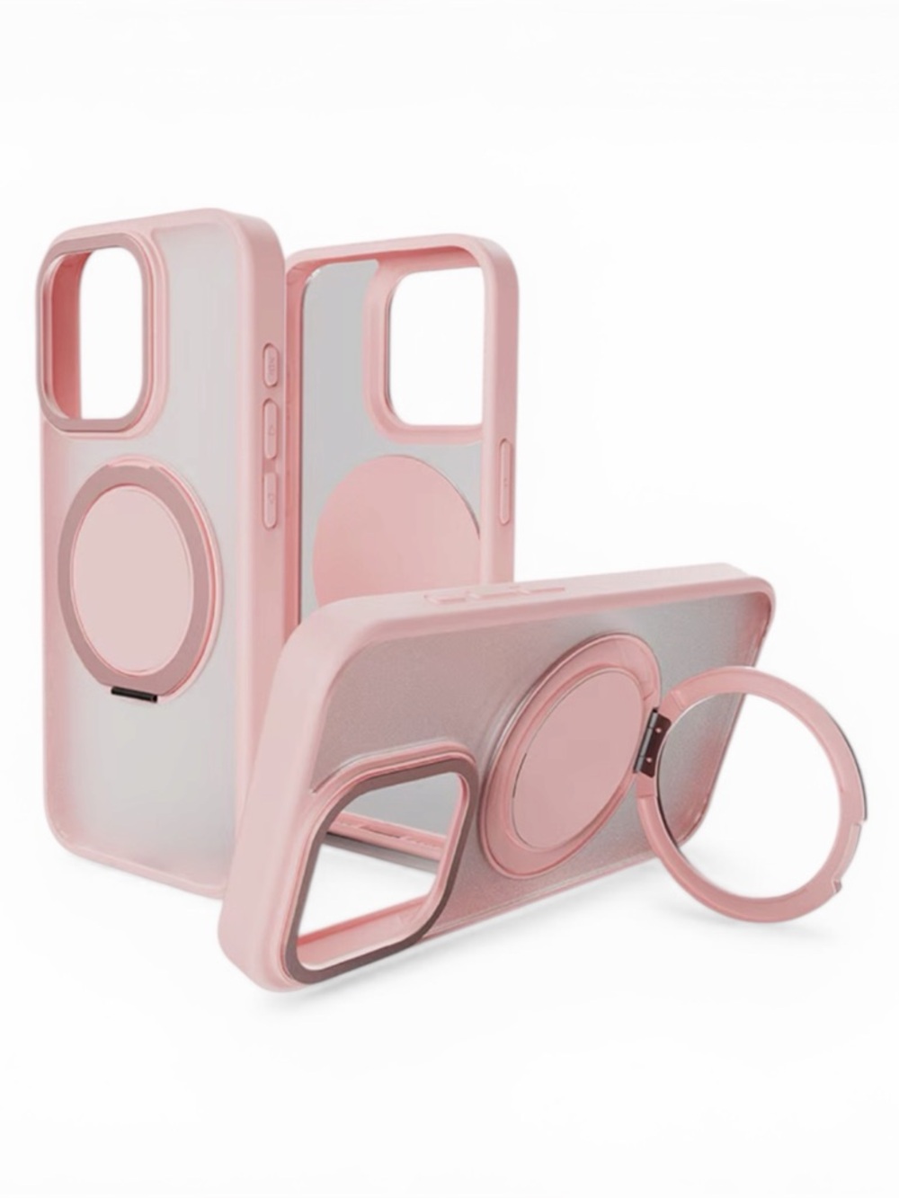 Pink Magnetic Click Metal Rotatable Ring Kickstand Case iPhone 15 Pro New in Box